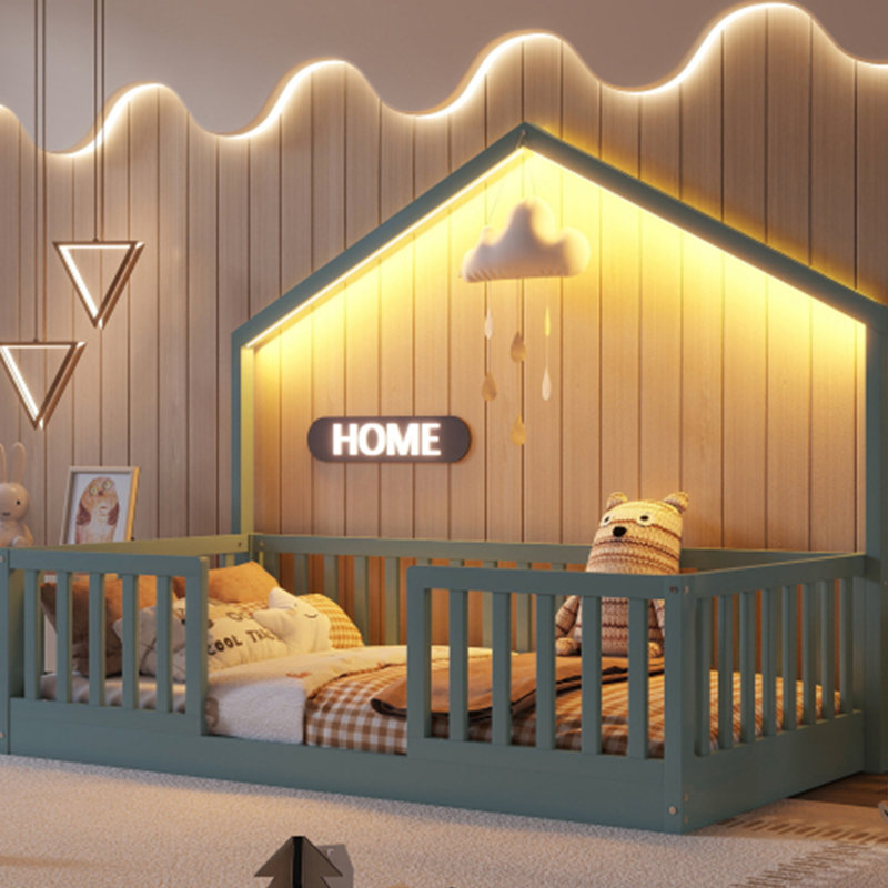 Lit sur pied Montessori, Lit simple, Gris