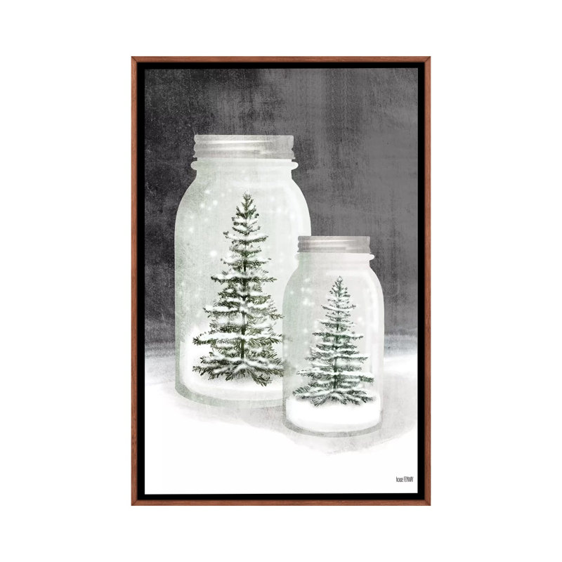 Impression de boules de neige Mason par maison Fenway, H 26 po x l 18 po x 1,5 po, Toile avec cadre en bois brun classique