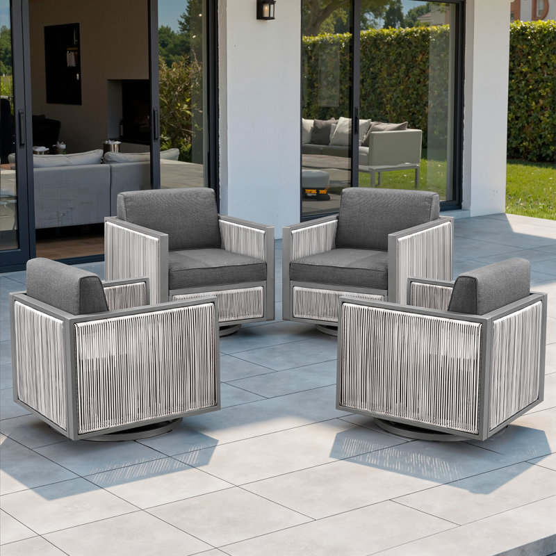 Ensemble de chaises d'extérieur avec coussins Trinie (ensemble de 4), Gris foncé