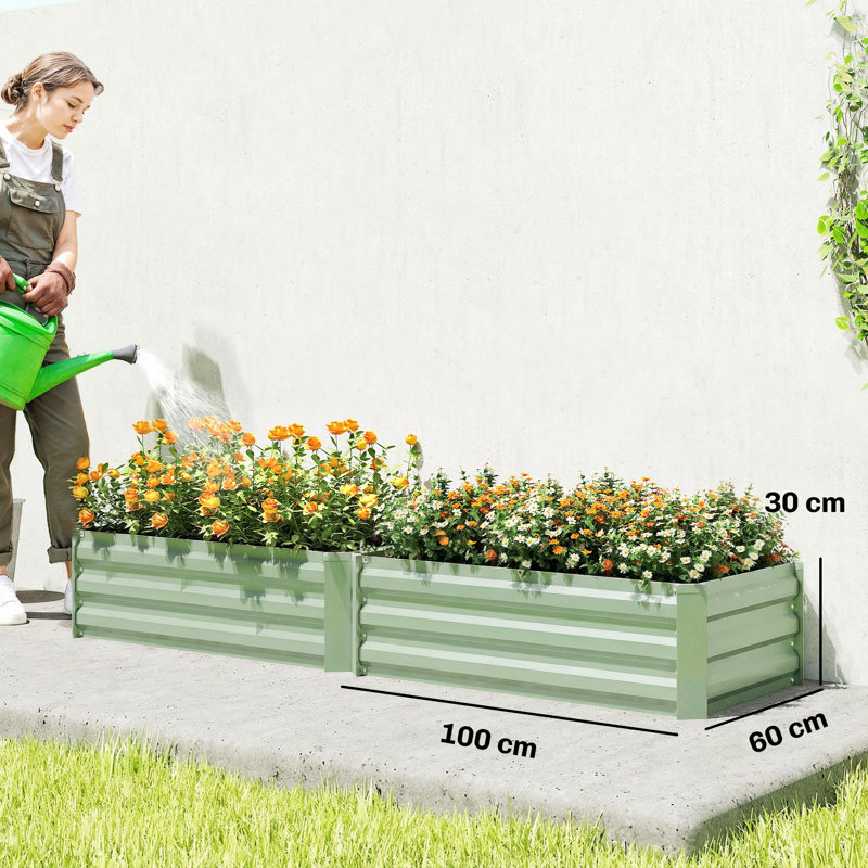 Outsunny 216L Raised Garden Bed, Light Grey, Set of 2