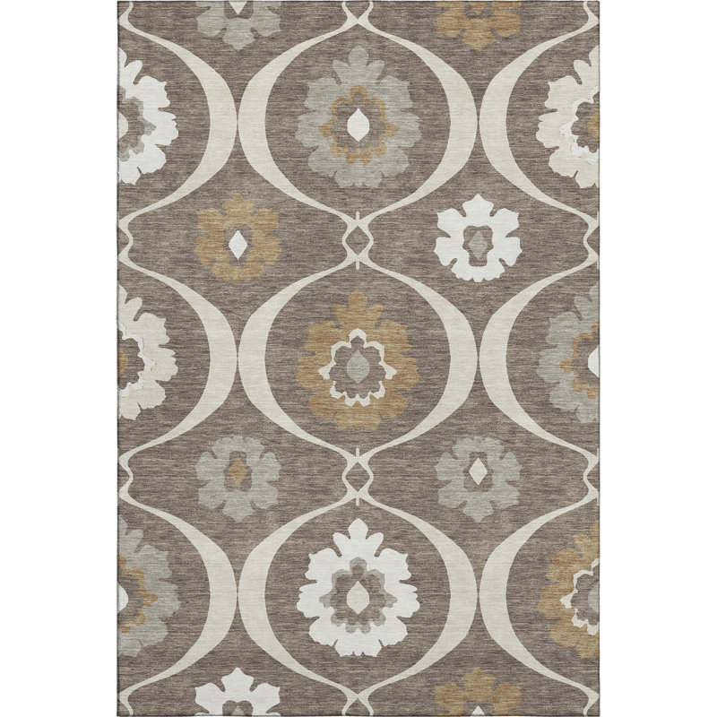 Premium Machine Washable Prisco Brown Rug, Rectangle 10' x 14'