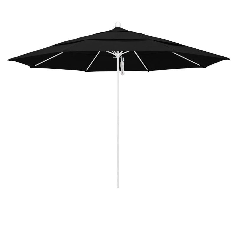 Parasol de marché 11 pi Silva, Blanc mat, Toile Sunbrella® noir