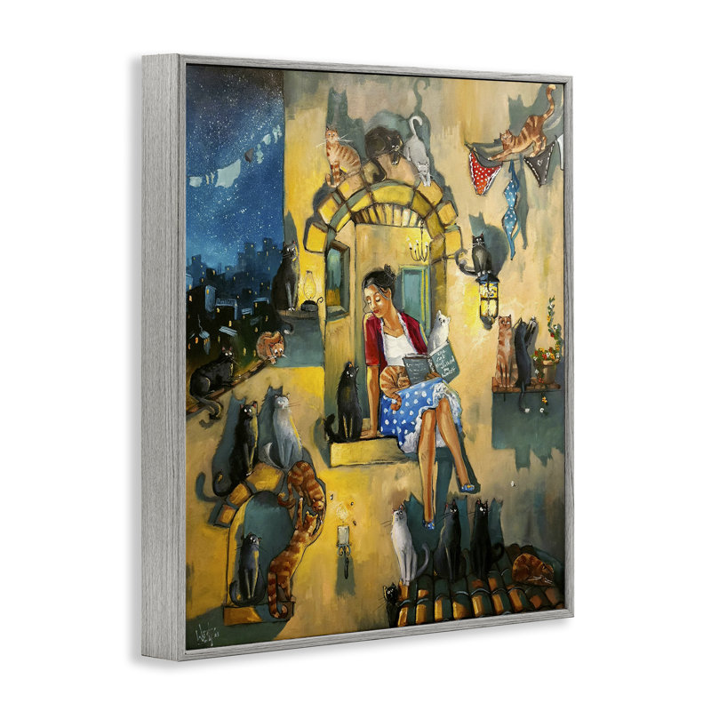 «Window Window with Cats Giclee Art» par Ronald West, Estampe numérique Farmhouse, H 30 po x l 24 po