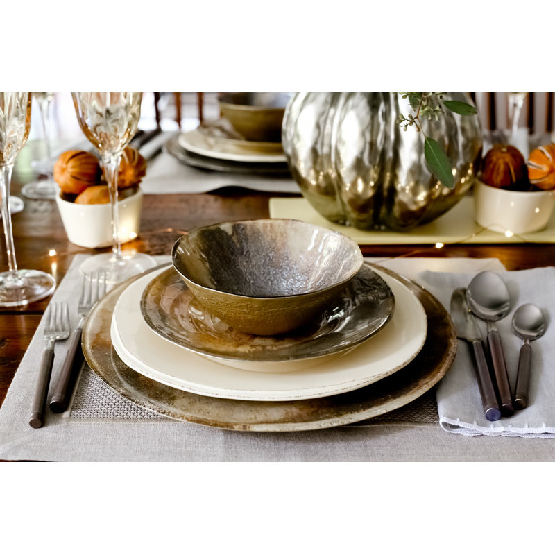 Lastra Handmade Stoneware Appetizer Plate, Linen