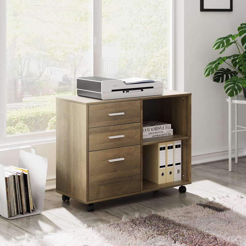 81.3cm Wide 3 -Drawer Mobile File Cabinet, Grey Oak