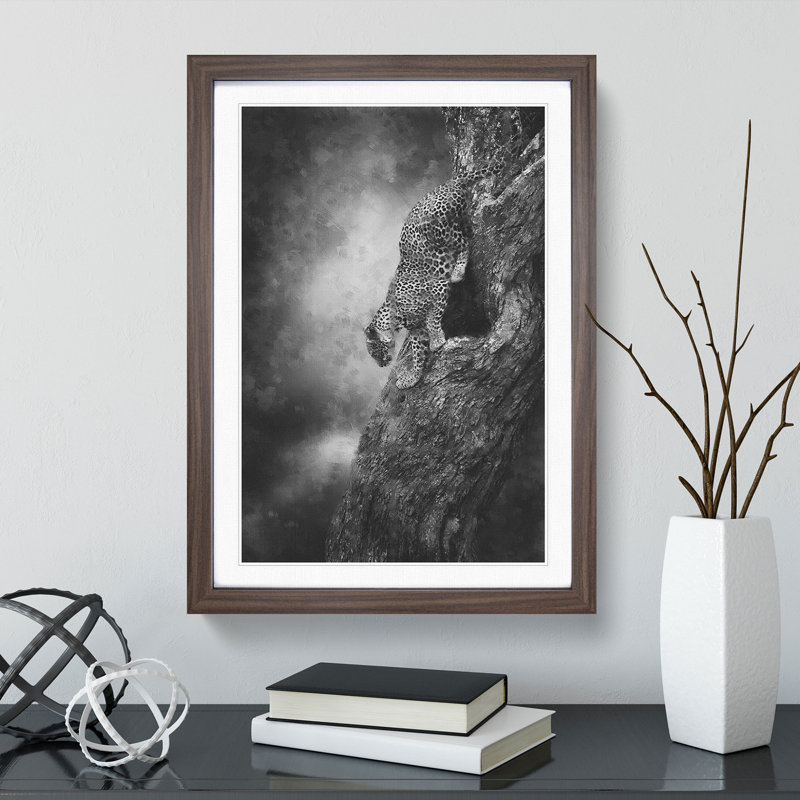 Leopard Vol.5 - Picture Frame Painting, 36cm H x 27cm W x 2cm D, Walnut Framed