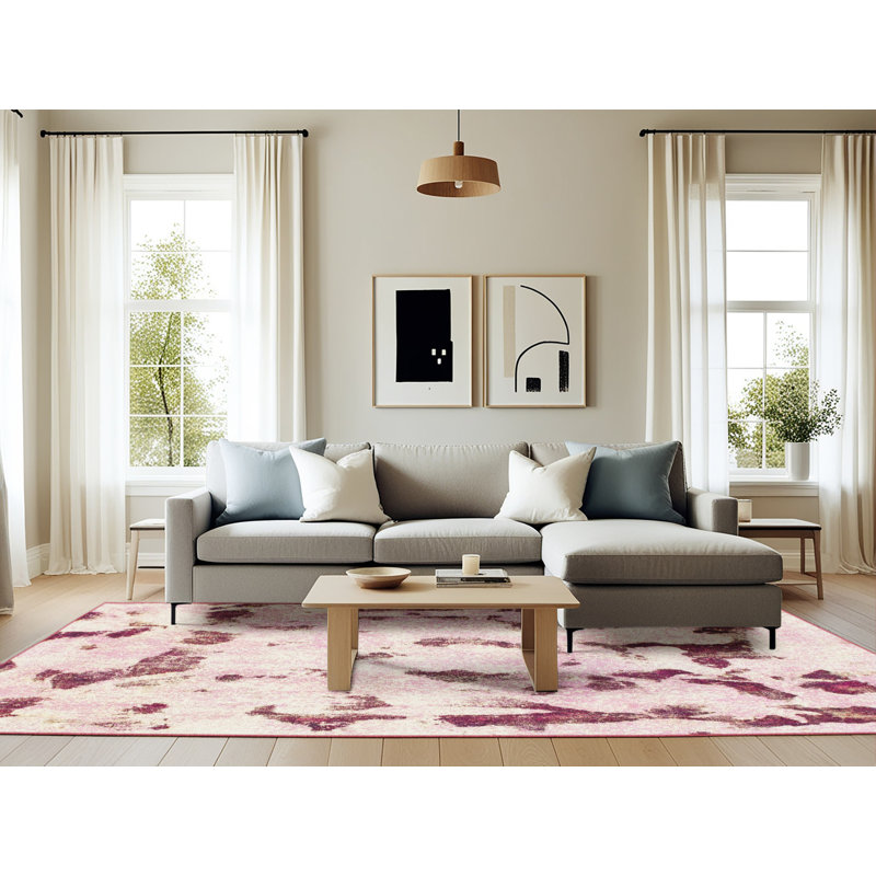 Tapis décoratif multicolore à motif abstrait, Rectangle 6 pi x 9 pi