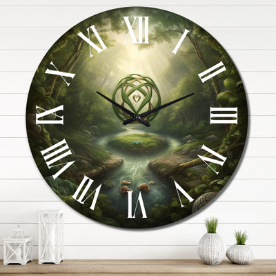 Horloge murale sacrée Mandala sacré planant dans un paysage mystique II