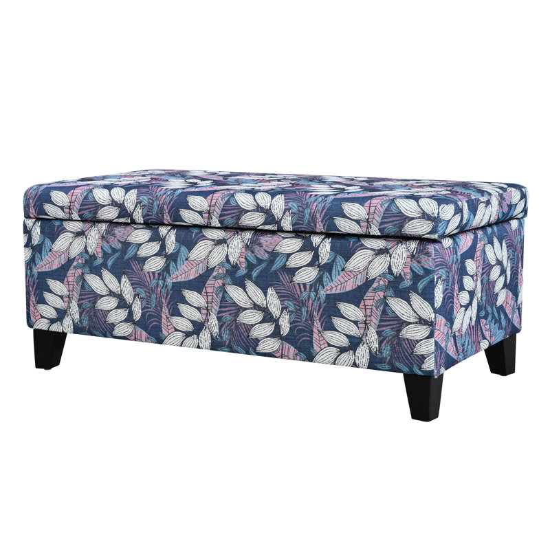Multifonctionnel luxueux, tissu floral, charnières souples, rangement caché, magazines, télécommandes, chambre à coucher, confortable, rangement à fermeture en douceur multifonctionnel, bureau, compartiment, couvertures, bois massif