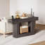  Console moderne 63 po avec prise de courant, panneau d'entrée en panneau de fibres à densité moyenne gris, canapé étroit pour le salon, le couloir et le bureau personnel - l 63 po x P 13,8 po x H 33,5 po-439584744