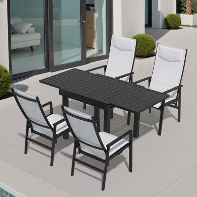Table de salle à manger d'extérieur en aluminium pour 4 à 6 personnes 