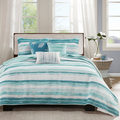 Ensemble de courtepointe réversible côtière avec coussins décoratifs