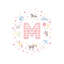 Lettre illustrée M rose - impression-52820414-52820412-52820411