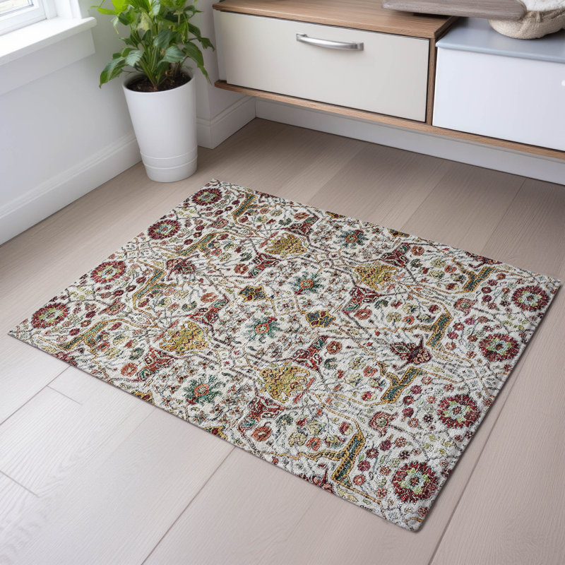 Premium Machine Washable Ducote AMF1132 Global Rug, Rectangle 1'8" x 2'6"