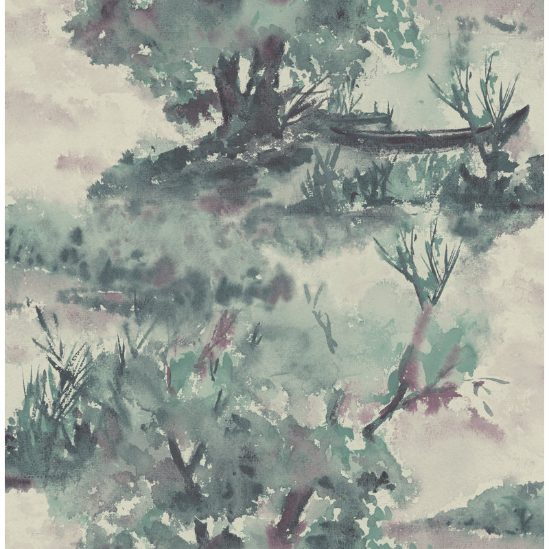 Rouleau de papier peint L 32,81 pi x l 20,5 po Lowery Trees, Épinette / vin