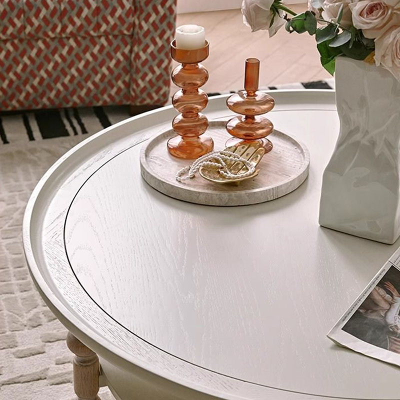 Household cream style solid wood coffee table, 16.53" H x 39.37" L x 39.37" W
