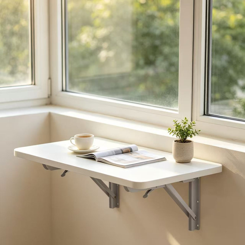 Space-saving Floating Wall-Mounted Rectangular Fold-Down Table, 26 cm H x 80 cm W x 40 cm D