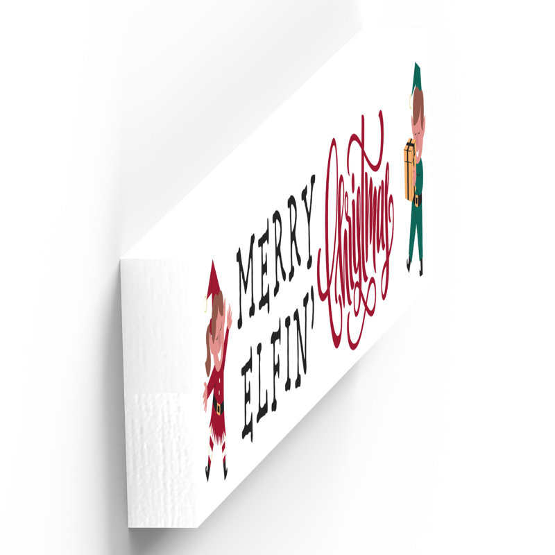 Xmas Merry Elfin Christmas Wooden Memento Block