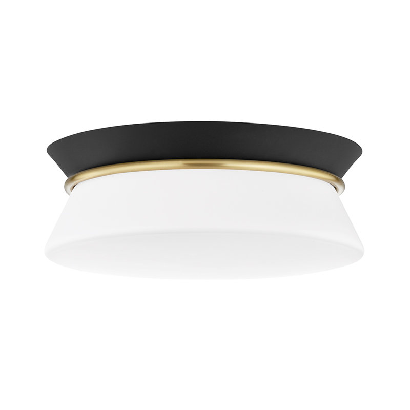 Cath 2 Light Flush Mount, Aged Brass/Black