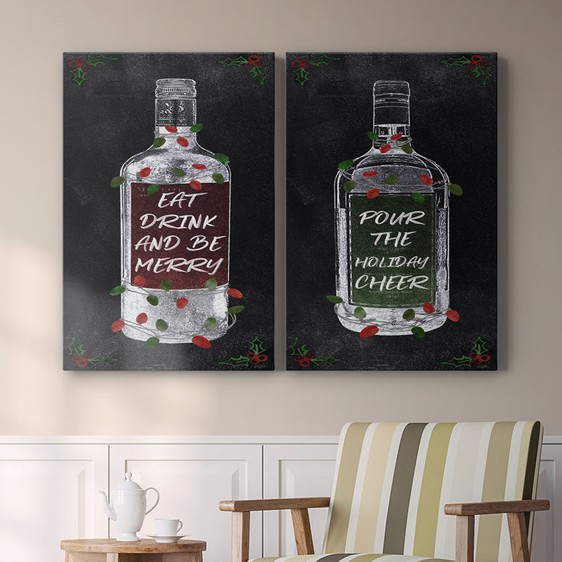 Be Be Merry Wine - Toile tendue avec châssis de qualité supérieure - Prêt à être accroché, H 18 po x l 24 po