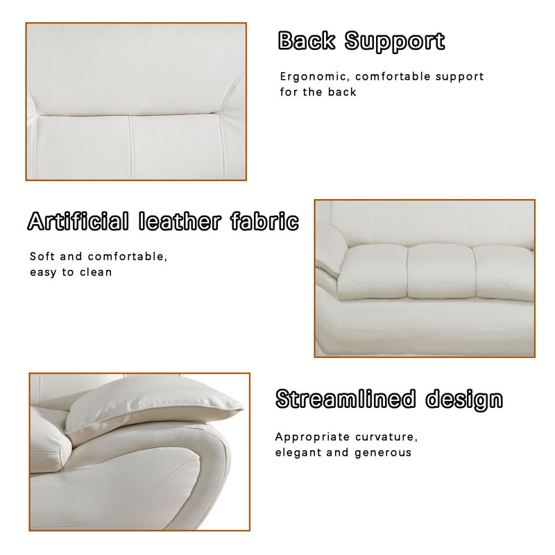 Faux Leather Loveseat Sofa, White