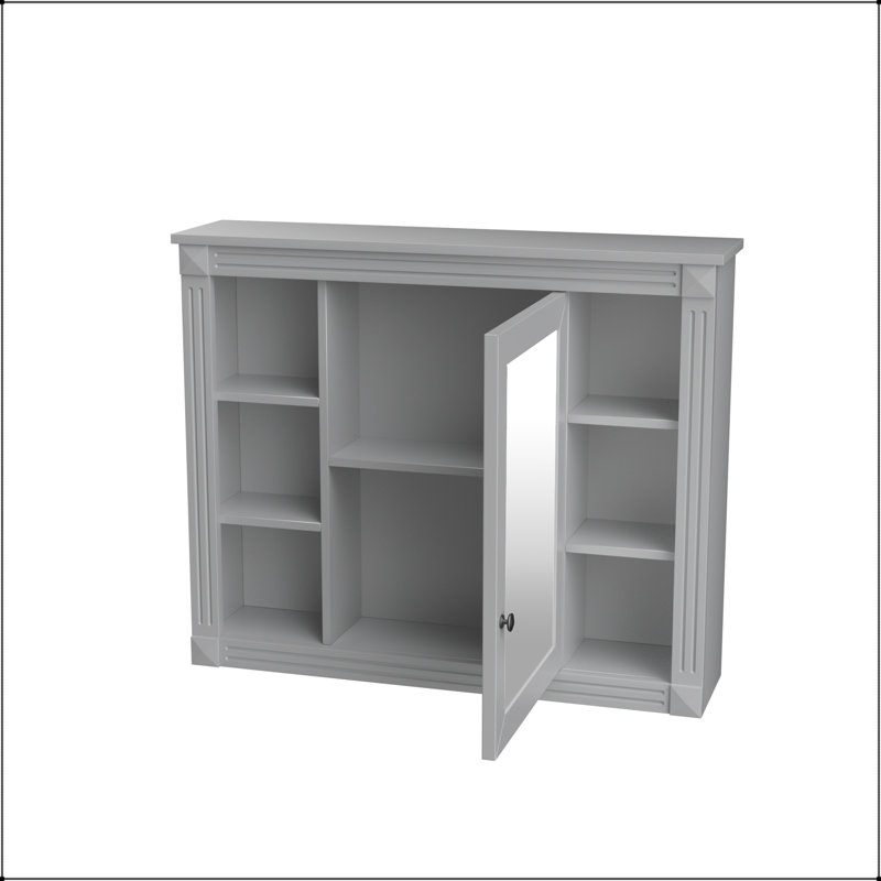 Pharmacie murale 35x28 avec 6 tablettes ouvertes et tablettes réglables - Gris, Gray