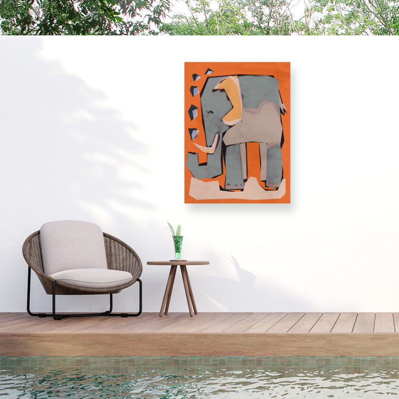 «Happy Elephant On Canvas» par Treechild, reproduction, H 47 po x l 35 po