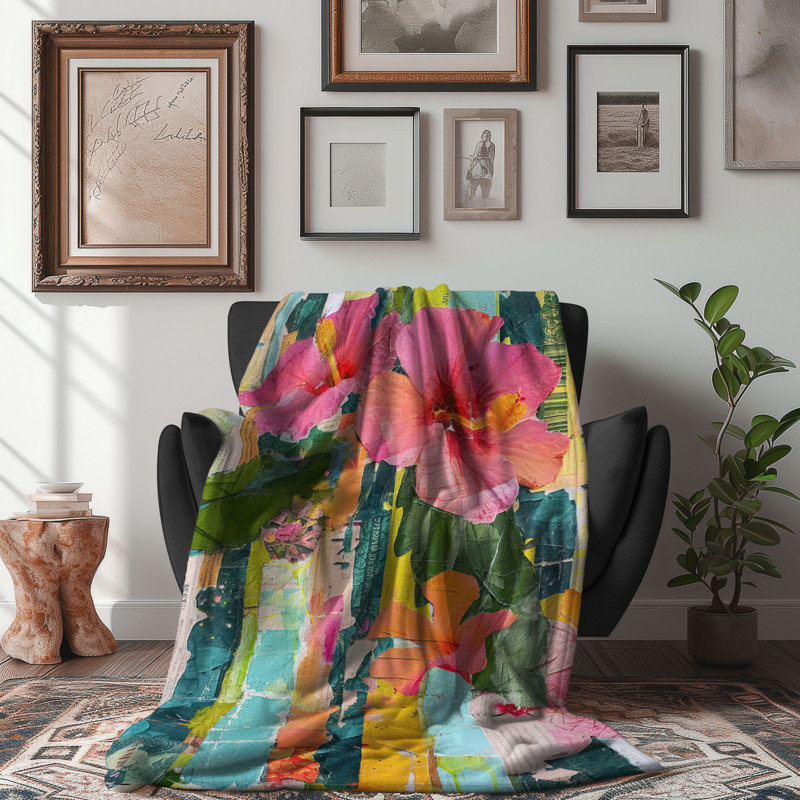 Hibiscus Paradise - 1 pièce Sherpa Premium, L 60 po x L 80 po