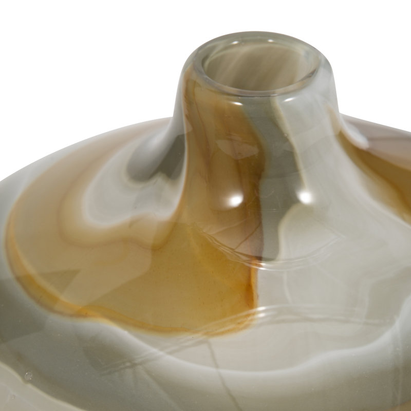Exquisite 8" Charu Small Glass Vase A Touch of Green Opulence for Modern Elegance, 8" H x 9" W x 9" D