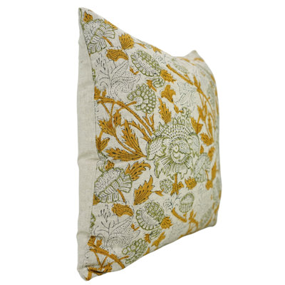 Fabdivine linen pillowcase cushion cover, throw, block print (Akash Ganga) 12"x20"