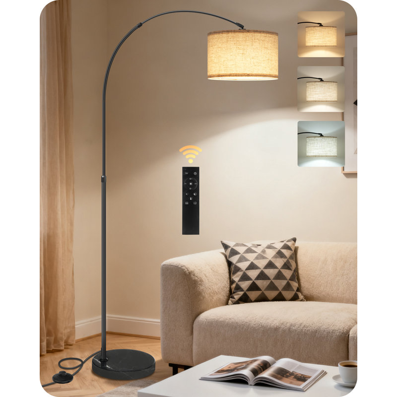 75" Arched/Arc Dimmable Floor Lamp with Remote and Foot Switch