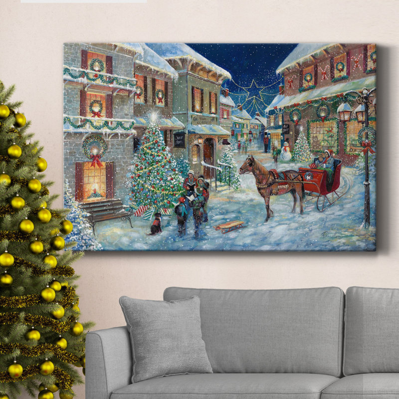 Holiday Joy Caroling, toile tendue avec châssis de qualité supérieure, prête à être accrochée, H 60 po x l 40 po x P 1 po