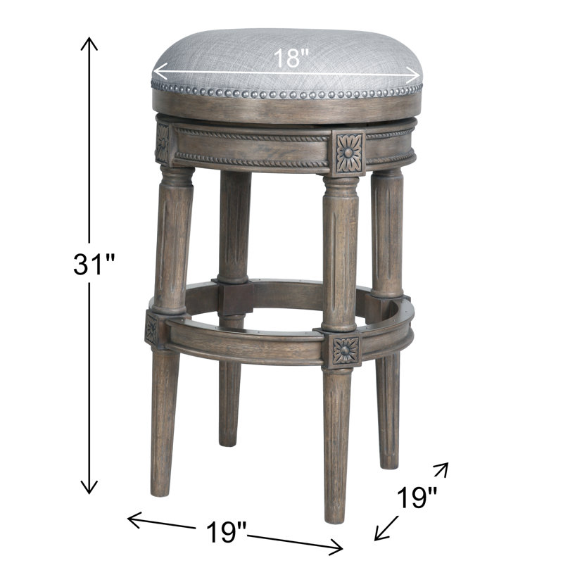 Mehar Swivel Backless Bar & Counter Stool, Weathered Gray, 1, Bar Stool (31'' Seat Height)