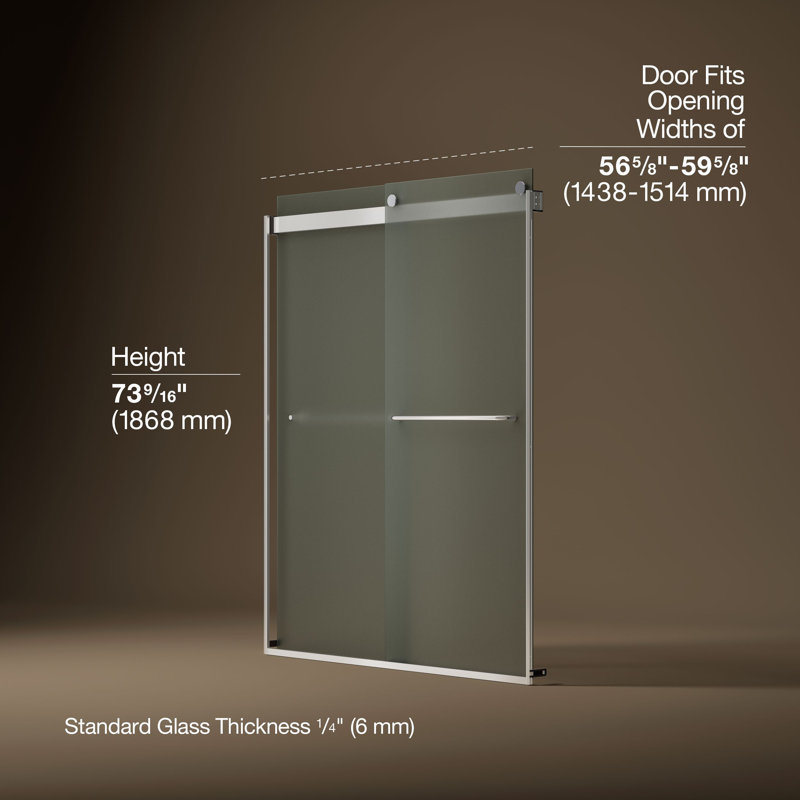 Levity 59.63" x 74" Bypass Shower Door with CleanCoat® Technology, Bright Silver, Frosted