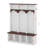Farmhouse Wooden Hall Tree with Arched Design, 4-in-1 Entryway Storage Bench with 5 Hooks & 7 Cubbies, Rustic Mudroom Shoe Cabinet-1810845501