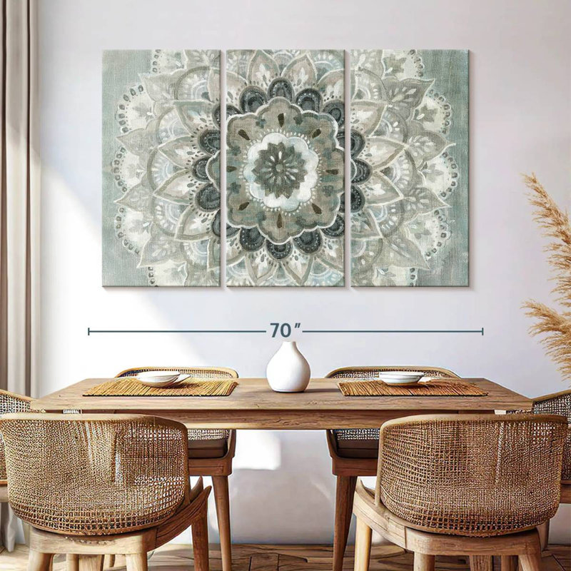 " Sunburst Neutral Wall Art Multi Piece Canvas Print " 3 - Pieces, 42" H x 65" W x 1.25" D
