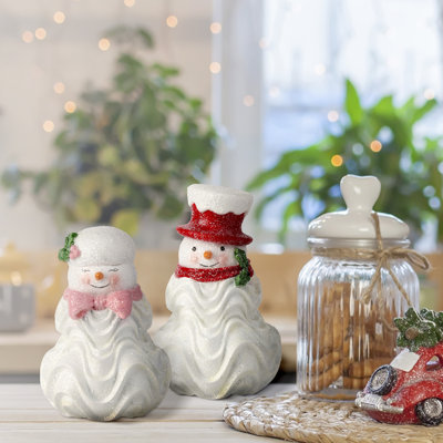 5.5-6" Resin Frosting Snowmen set of 2