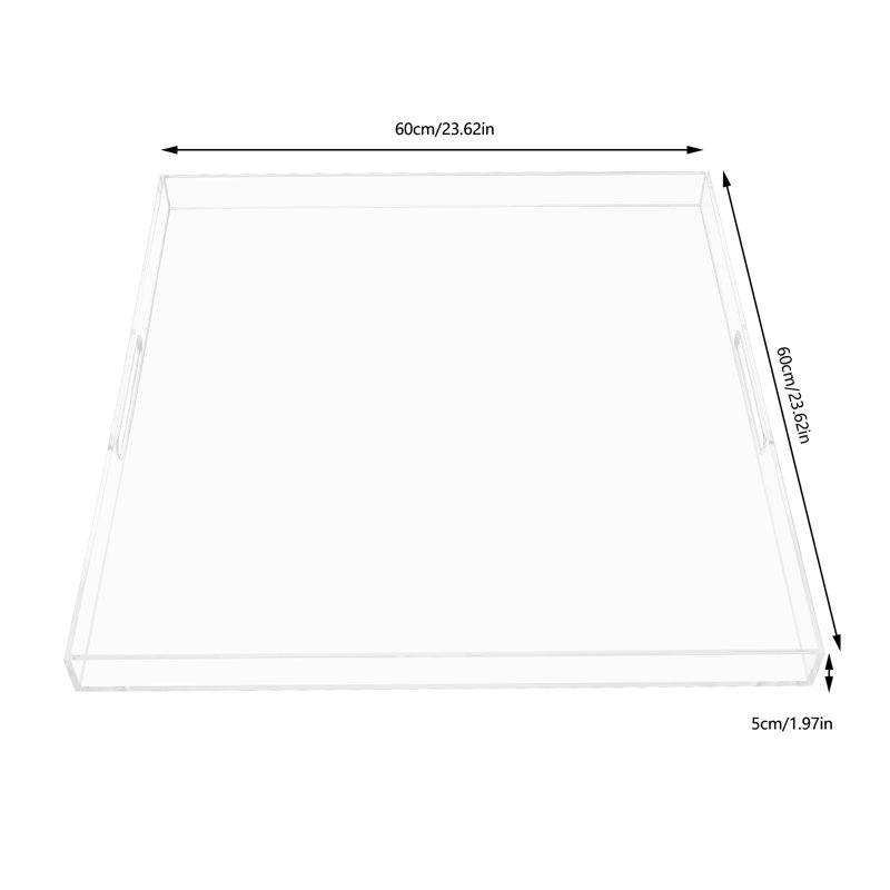 Acrylic Serving Tray, 1.97" H x 23.62" W x 23.62" D