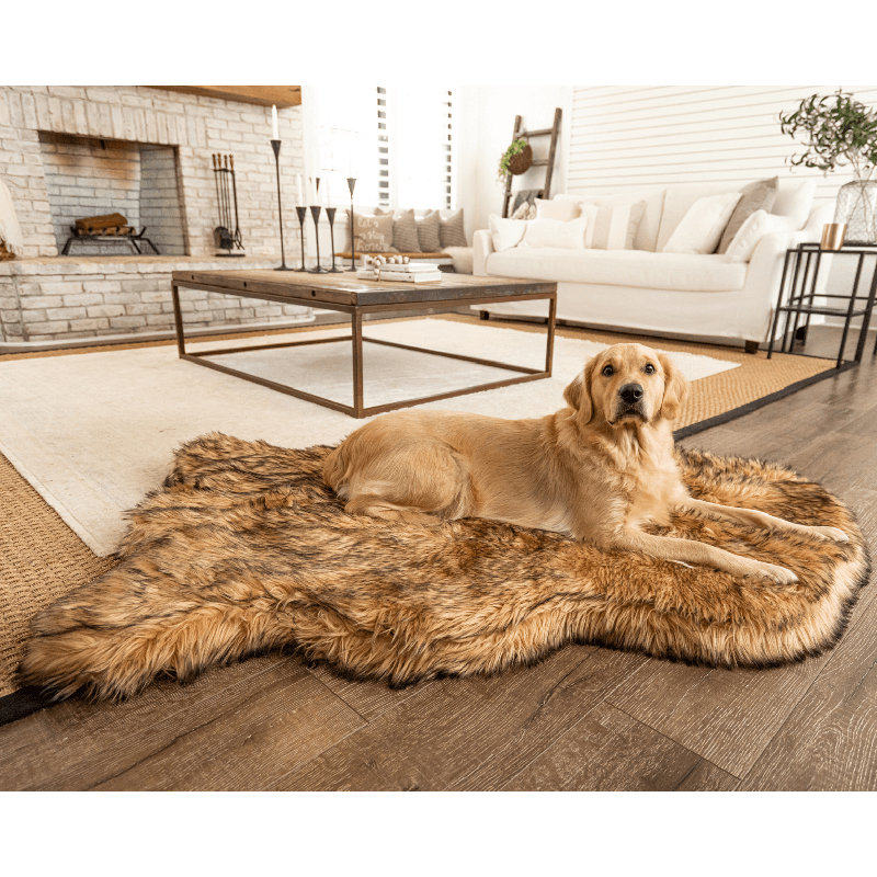 PupRug by Paw.com Faux Fur Orthopedic Dog Bed - Curve Charcoal Grey, Tan