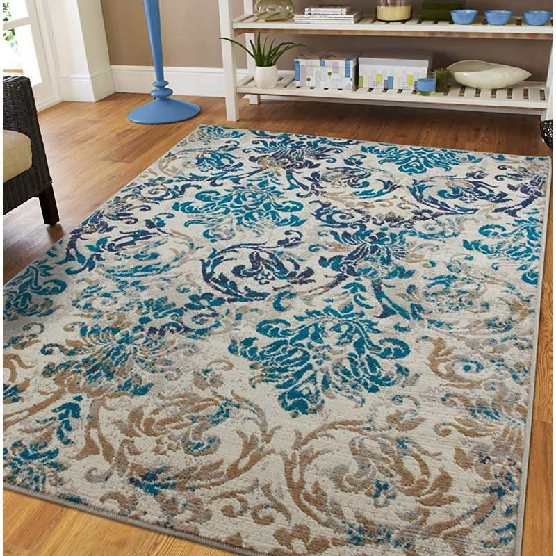 Kincheloe Floral Indoor / Outdoor Rug, Rectangle 8' x 11'