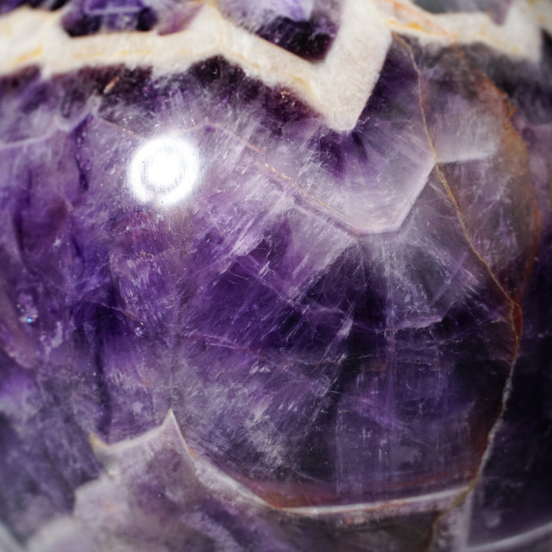 Polished Chevron Amethyst Sphere from Brazil, 3.5" H X 3.5'' W X 3.5'' D