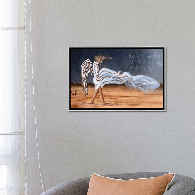Keep Keep Through the Storm par Rut Art Creations - reproduction d'art, H 26 po x l 18 po x 1,5 po, Toile avec cadre argenté