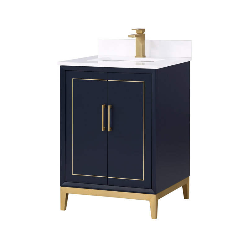Gracie 24'' W Single Vanity, Pacific Blue, Calacatta Quartz/Widespread Faucet Mount