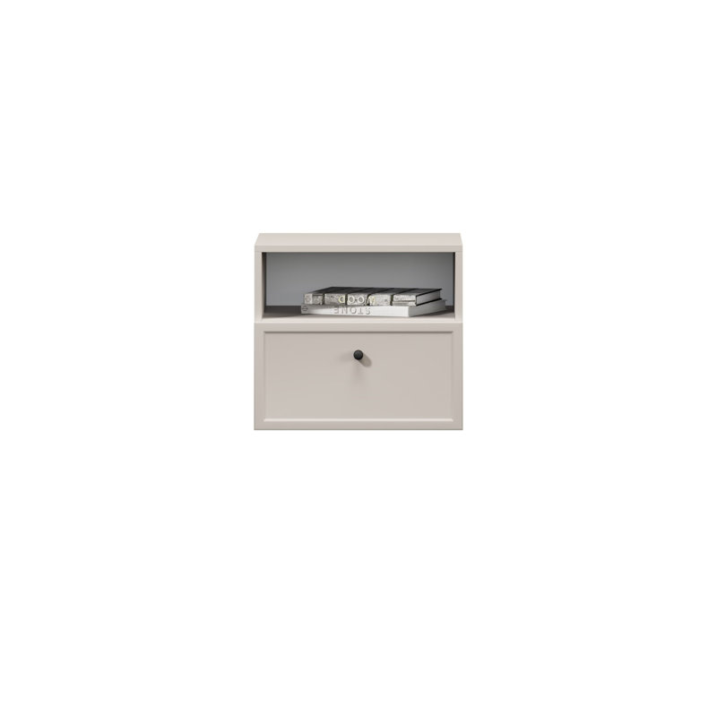 Bagga 45cm W Manufactured Wood Bedside Table, Cream/Beige/Black