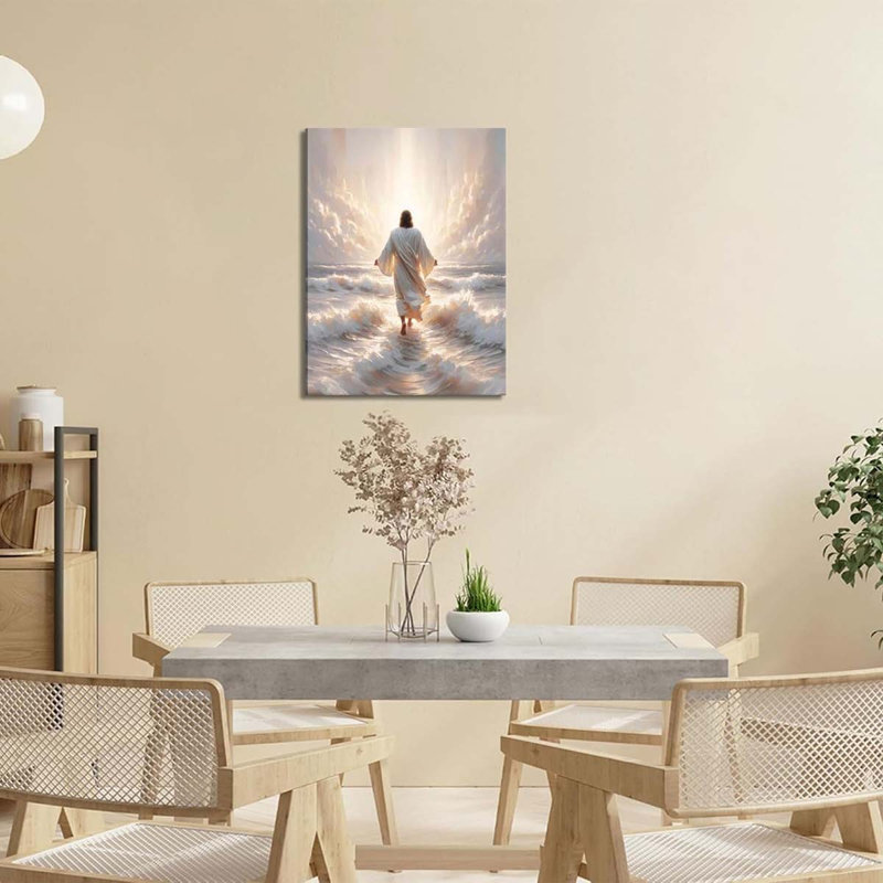 40*30,Walks On Water Canvas Wall Art Jesus Walking On Water Back View Wall Decor Picture., 40 cm H x 30 cm W