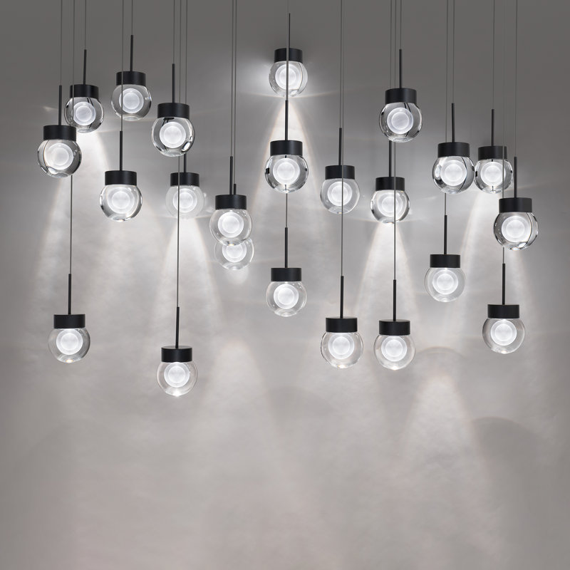 Luminaire suspendu double à DEL à double bulles, Noir, H 5,5 po x l 41,75 po x P 11,25 po, 23