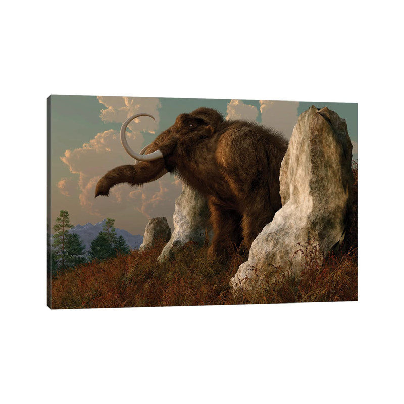 A Mammoth Standing Among Stones On A Hillside by Daniel Eskridge - Wrapped Canvas Painting, 20.32cm H x 30.48cm W x 1.905cm D