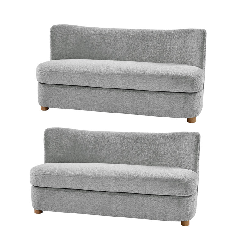 Canapé incurvé moderne l 63 po Greigh, Gris