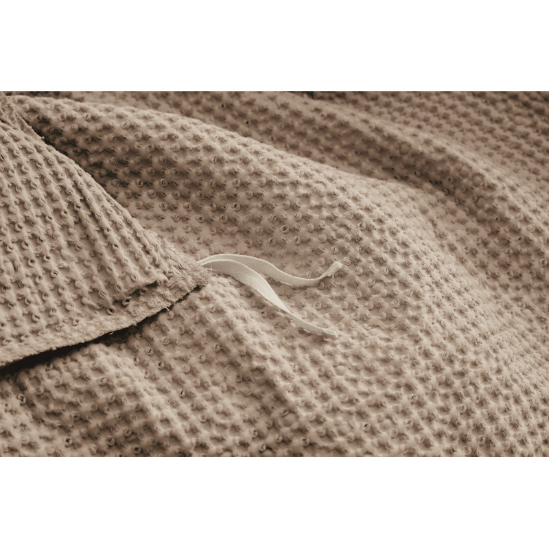 Essential Collection 100% Cotton Waffle Weave Duvet Cover Set, Khaki, King Duvet Cover + 2 King Shams