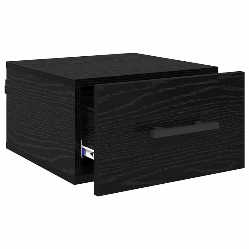 35.00cm W Manufactured Wood Bedside Table, Black Oak